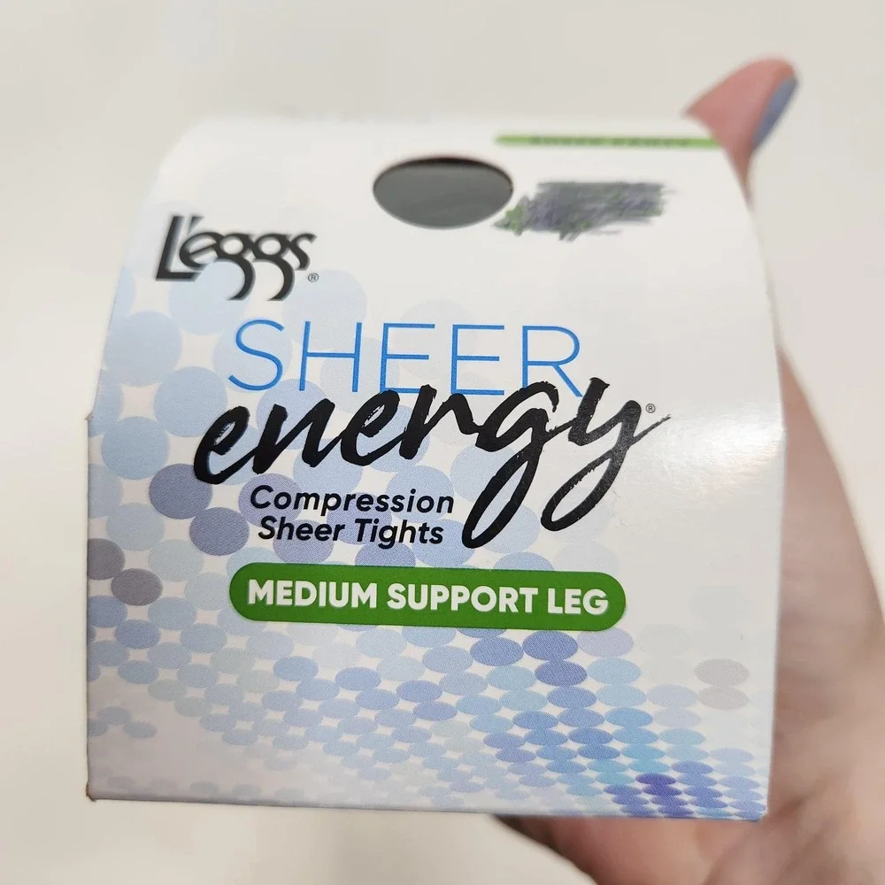 L'EGGS Pantyhouse A Jet Black‎ Sheer Energy Compression Medium Support Hosiery